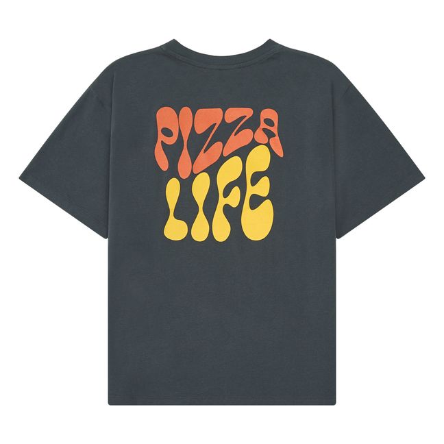 Organic Cotton Pizza Life Loose T-Shirt  | Negro