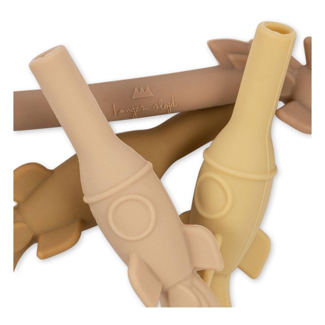 Rocket Silicone Straws - Set of 4 | Beige