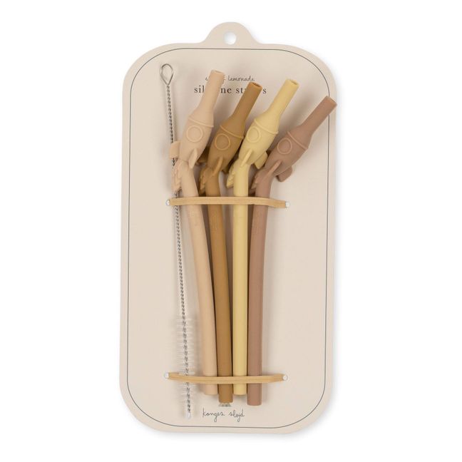 Rocket Silicone Straws - Set of 4 | Beige