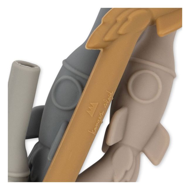 Pailles Fusée en silicone - Set de 4 | Bleu