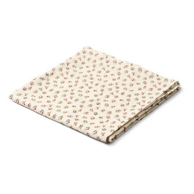 Lange en coton bio Fleur tricolore | Ecru