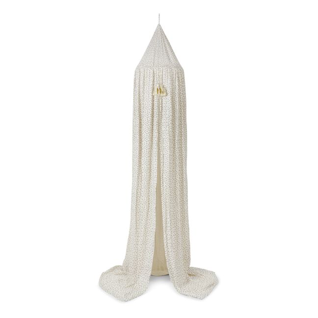 Ciel de lit en coton bio Fleur tricolore | Ecru