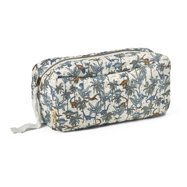 Neceser acolchado de algodón ecológico con estampado floral | Azul