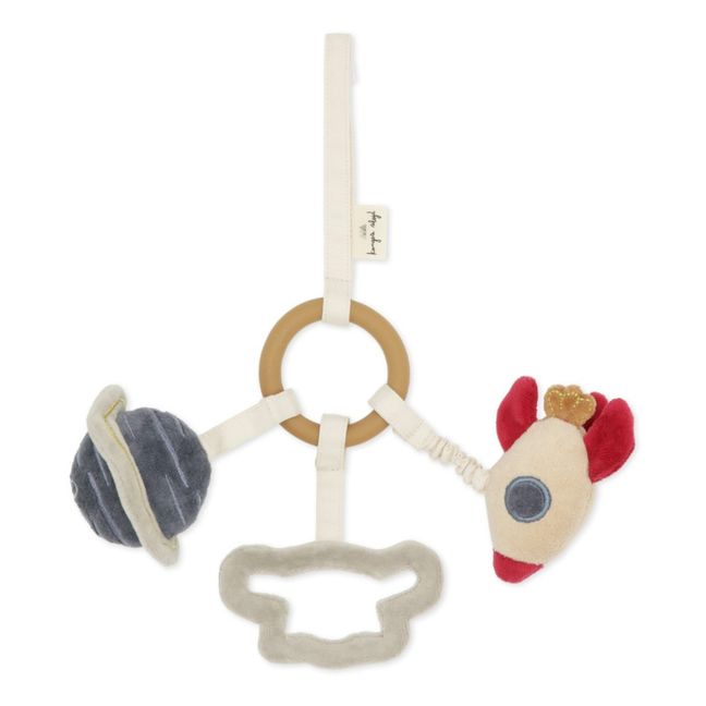 Hochet d'activités en coton bio Fusée | Beige