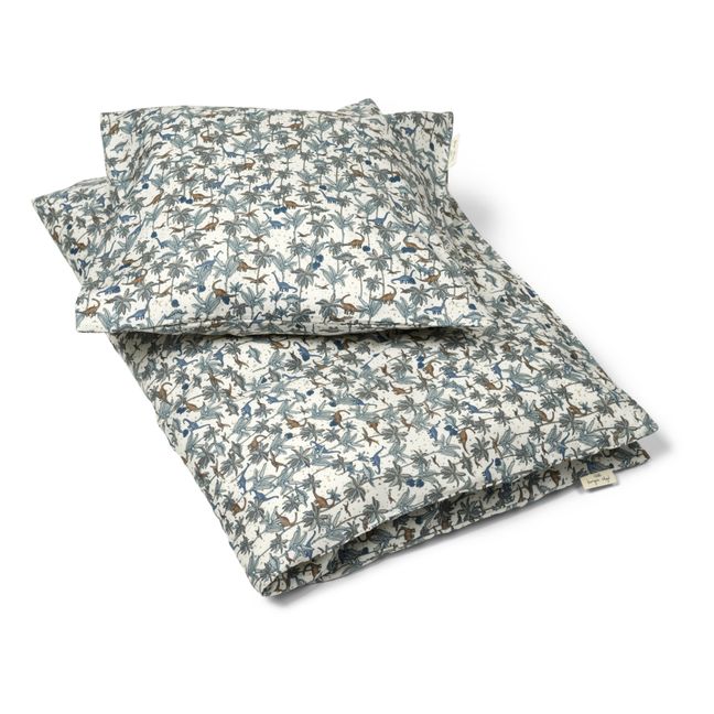 Parure de lit en coton bio Dino | Bleu