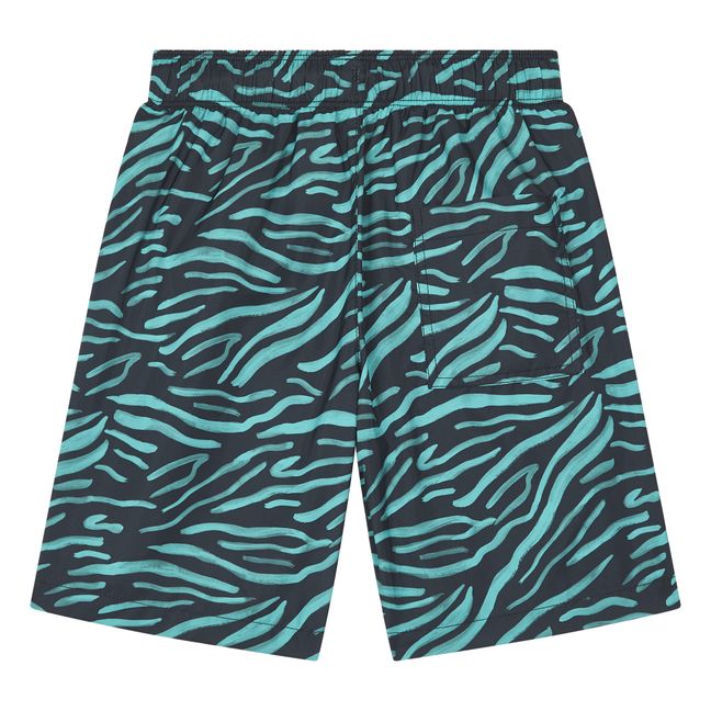 Zebra Printed Long Swim Trunks | Negro