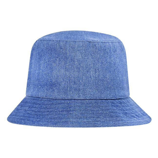 Double Smile Stonewashed Denim Bucket Hat | Blue