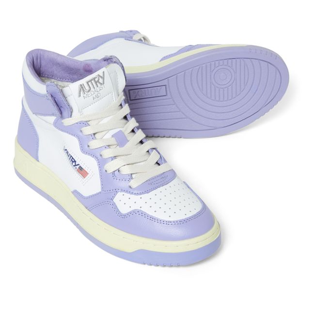Medalist Mid-Top Leather Two-Tone Sneakers | Purple