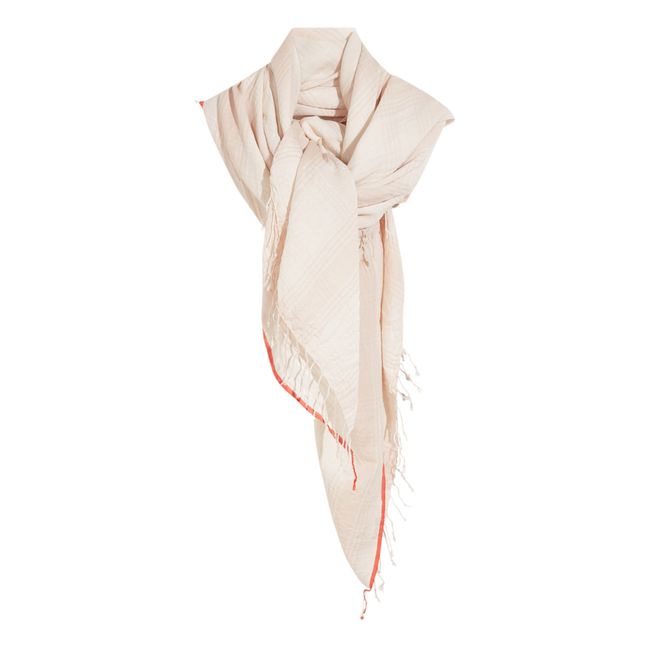 Sedio Wool and Cotton Check Scarf - Women's Collection | Ecru