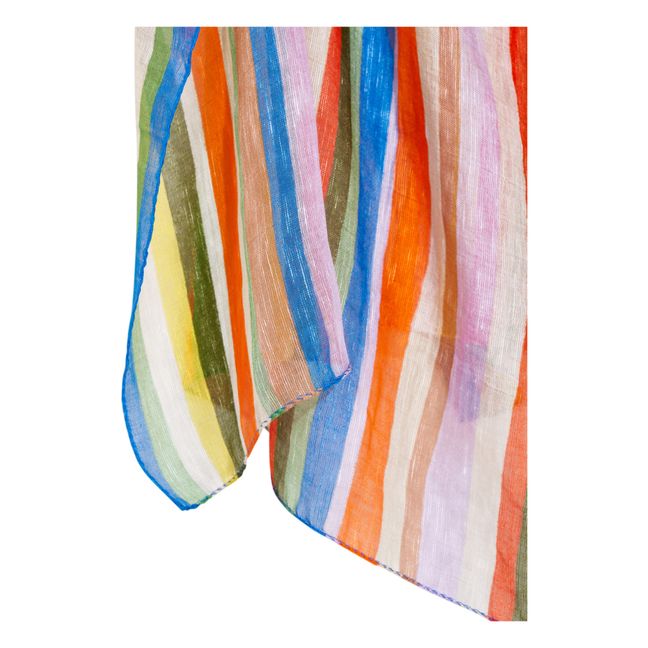 Striped Rayon and Linen Scarf - Women's Collection | Orange