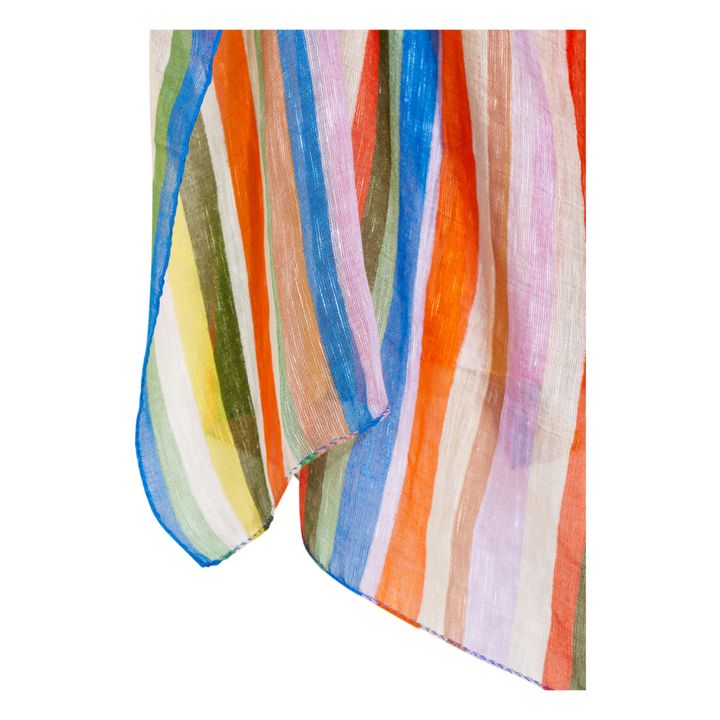 Striped Rayon and Linen Scarf - Women's Collection | Arancione- Immagine del prodotto n°1