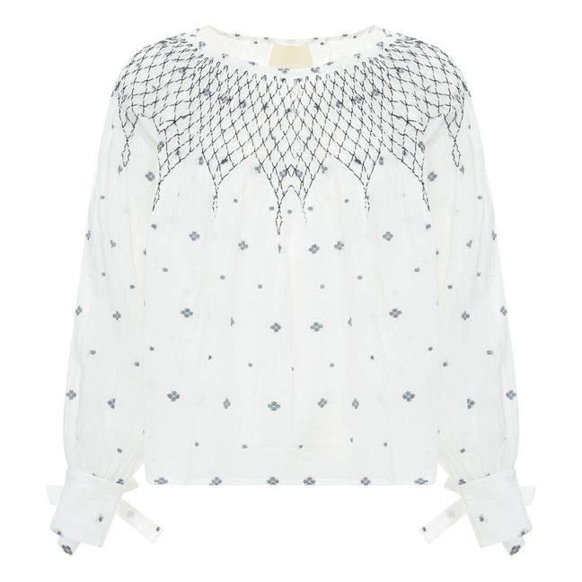 Bestickte Bluse Cecile | Weiß