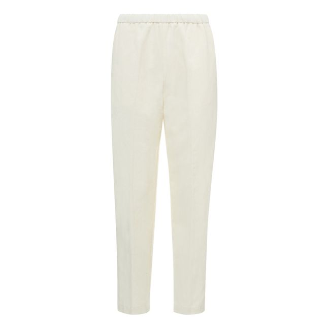 Pantaloni elasticizzati in cotone e lino | Bianco