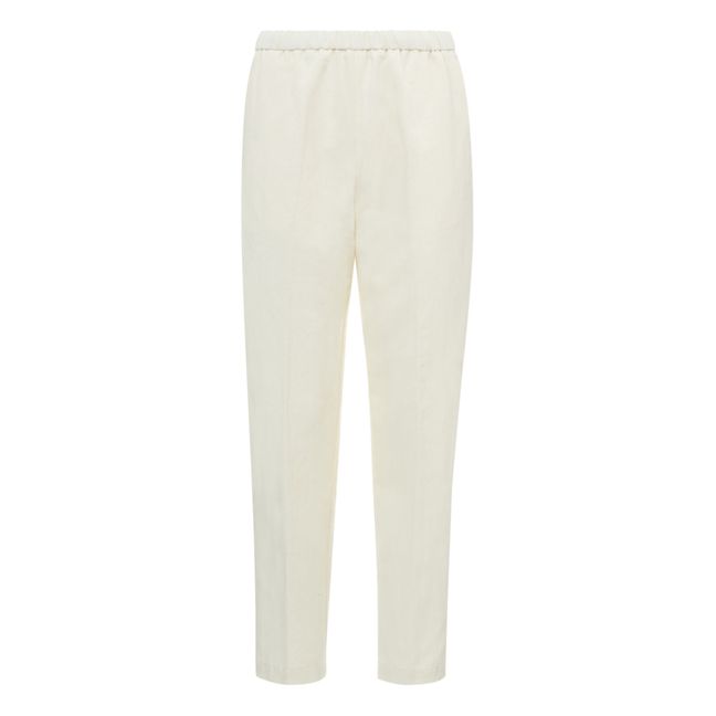 Pantalon Elastiqué Coton et Lin | Blanc