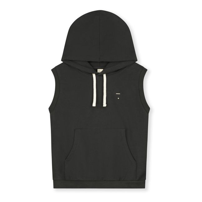 Sweat à Capuche Sans Manches Coton Bio | Noir