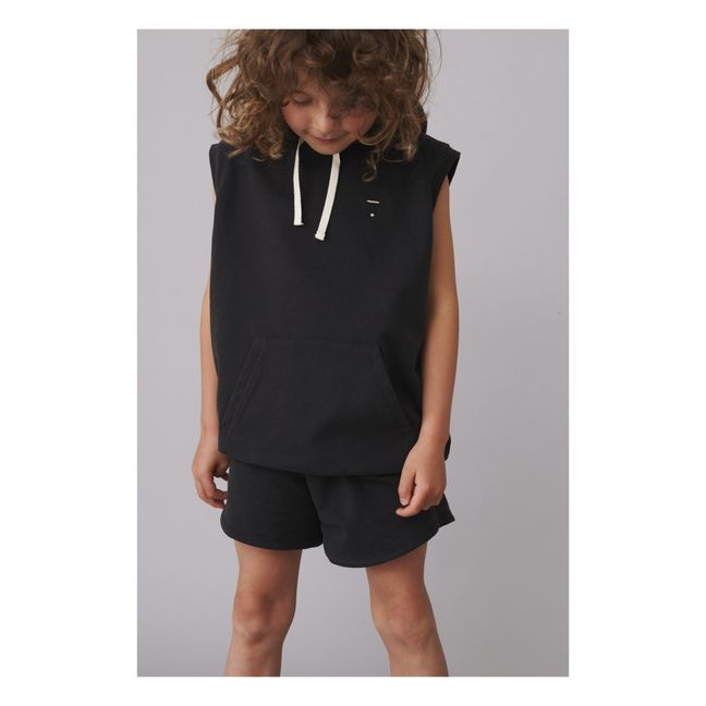 Sweat à Capuche Sans Manches Coton Bio | Noir