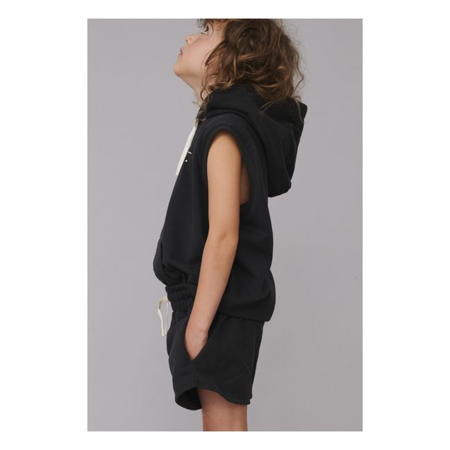 Organic Cotton Hooded Vest | Black