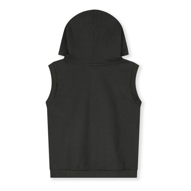 Sudadera con capucha sin mangas de algodón orgánico | Negro