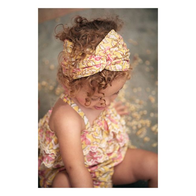 Cinta para el pelo de algodón orgánico de flores Yuriria | Amarillo