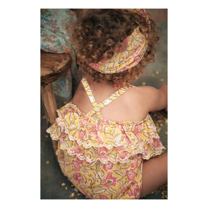 Cinta para el pelo de algodón orgánico de flores Yuriria | Amarillo- Imagen del producto n°2
