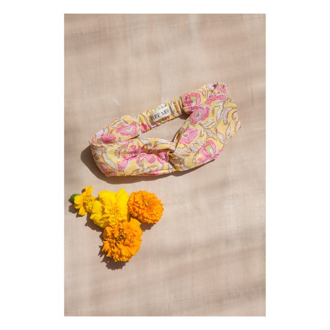 Cinta para el pelo de algodón orgánico de flores Yuriria | Amarillo