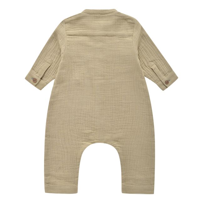 Agash Cotton Muslin Baby Jumpsuit | Khaki