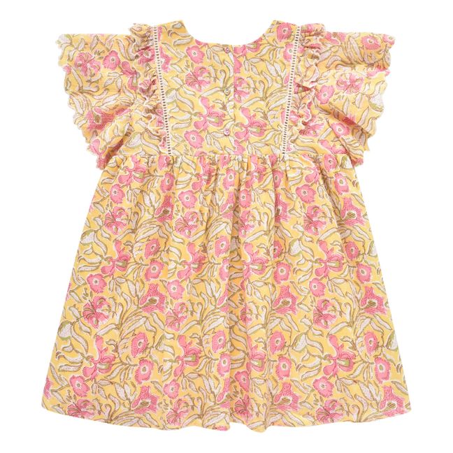 Siloe Organic Cotton Flower Dress | Yellow