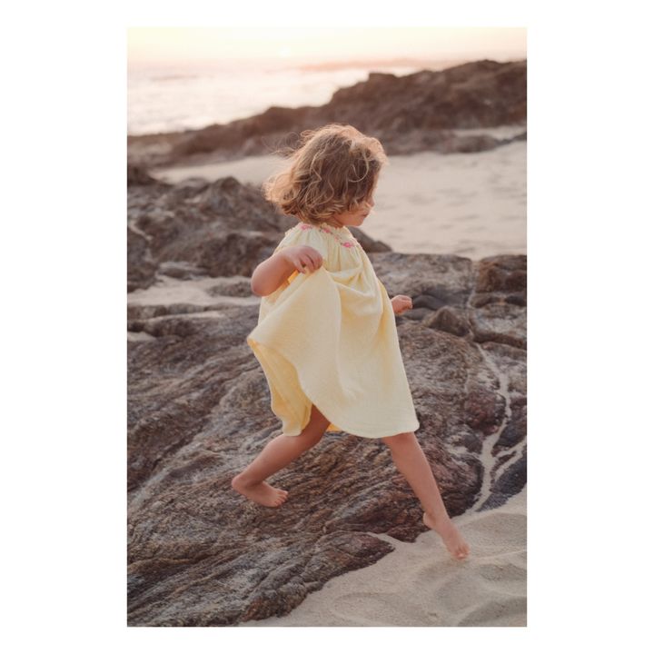 Robe Jaune Brodée Pour Fille 4 Ans - Marque Pretty Originals - Élégante Et Parfaite Pour L'été