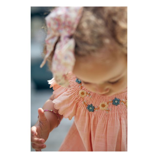 Josephine Hand Embroidered Romper | Korallenfarben