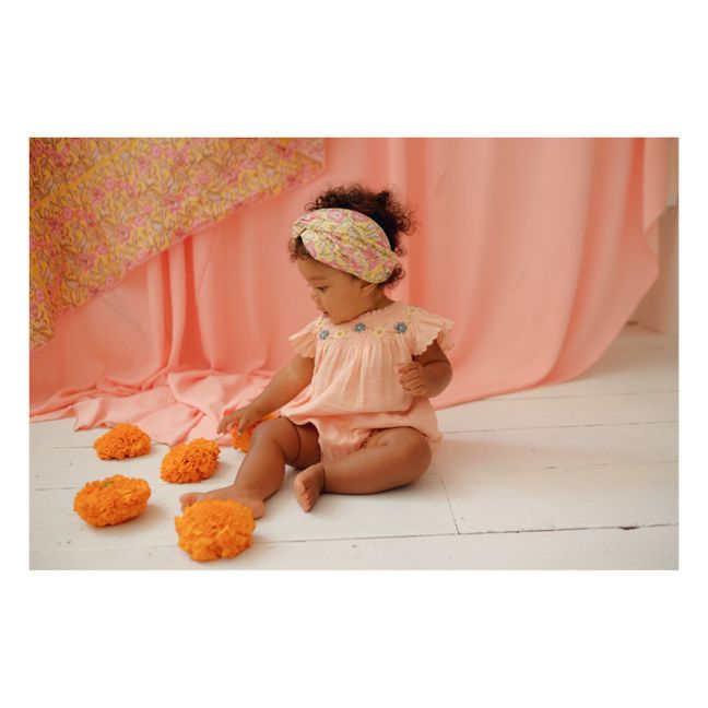 Josephine Hand Embroidered Romper | Korallenfarben