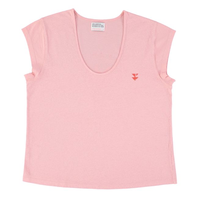 Marie Cotton and Linen T-Shirt | Pink