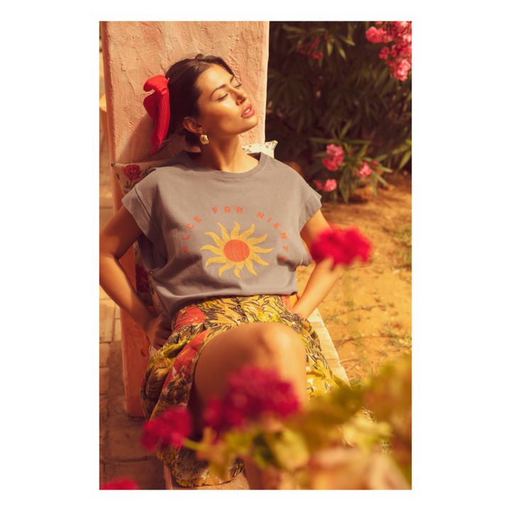 Monique Cotton and Linen T-Shirt | Grigio antracite- Immagine del prodotto n°1