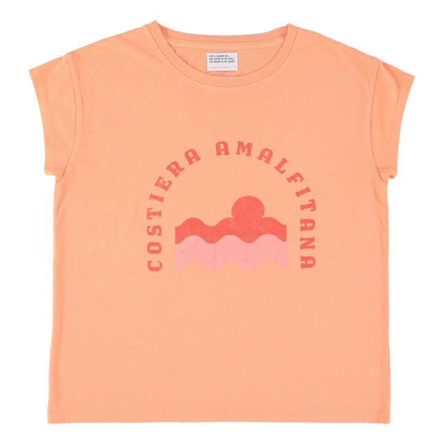 Louise Cotton and Linen T-Shirt | Coral