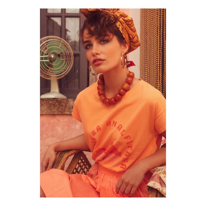Louise Cotton and Linen T-Shirt | Arancione- Immagine del prodotto n°1