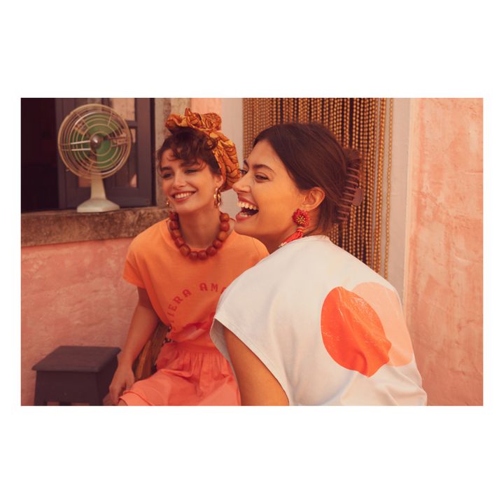Louise Cotton and Linen T-Shirt | Arancione- Immagine del prodotto n°4