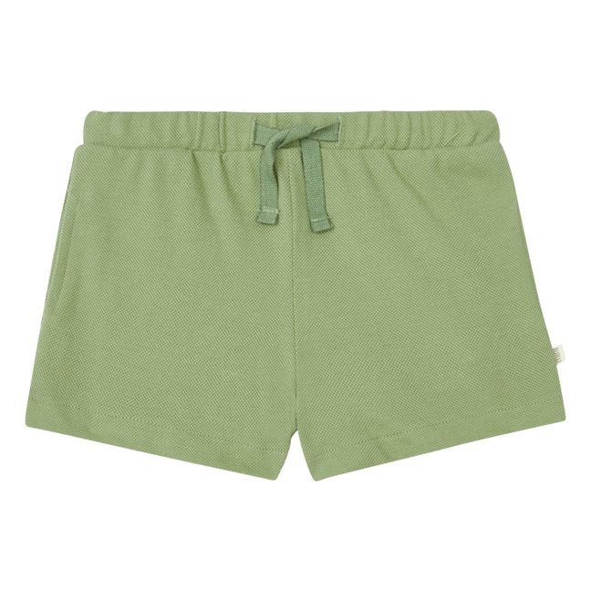 Pantalones cortos de algodón orgánico piqué Ejby | Verde