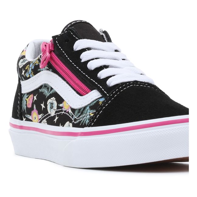 Old Skool Floral Lace And Zip Sneakers | Negro