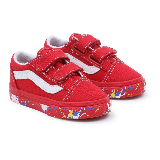 Old Skool Velcro Sneakers Paint Splatter | Rosso