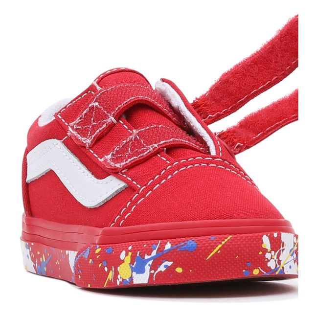 Old Skool Velcro Sneakers Paint Splatter | Rosso