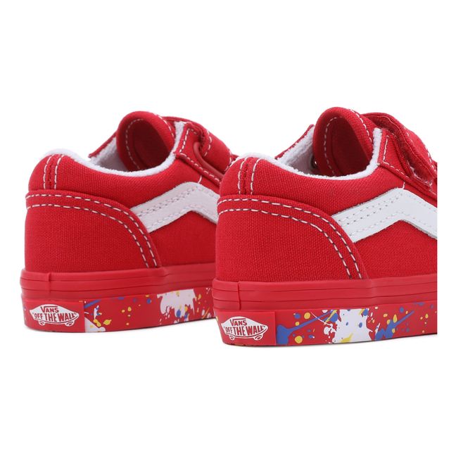 Old Skool Velcro Sneakers Paint Splatter | Rosso