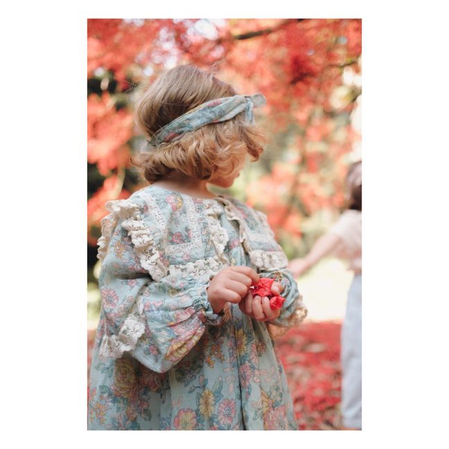 Vestido de algodón orgánico de flores Arinola | Verde agua