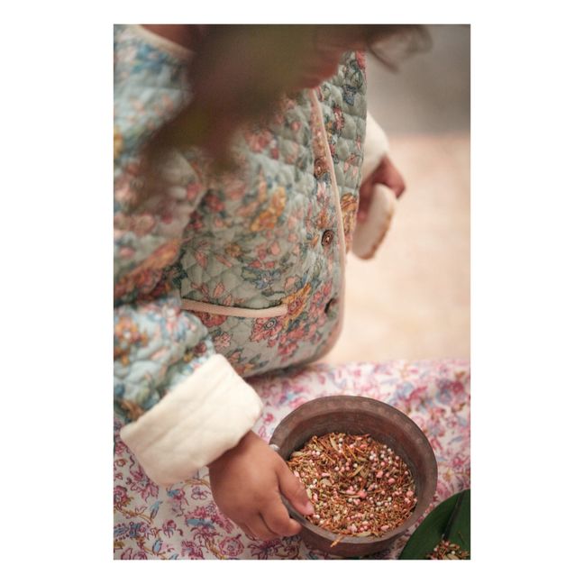 Veste Matelassée Coton Bio Fleurie Astrid | Vert d'eau