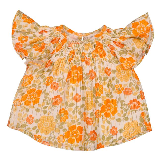 Blusa de lurex con estampado de flores Soleil | Naranja