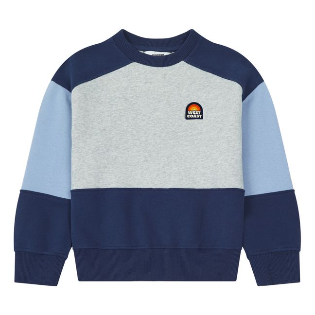 Organic Cotton Color Block Sweatshirt  | Azul Marino