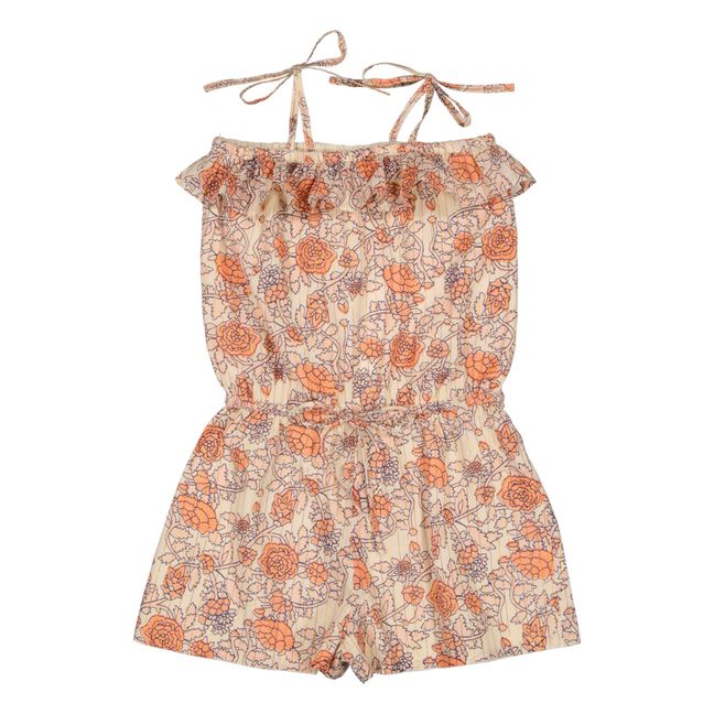Combishort à Bretelles Lurex Fleurie Hello | Rose pâle