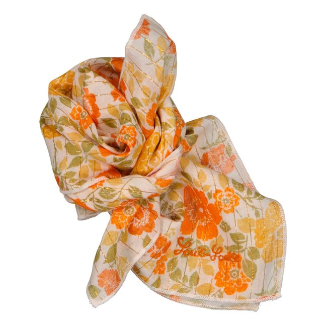 Fular de lurex con estampado de flores Sissi | Naranja