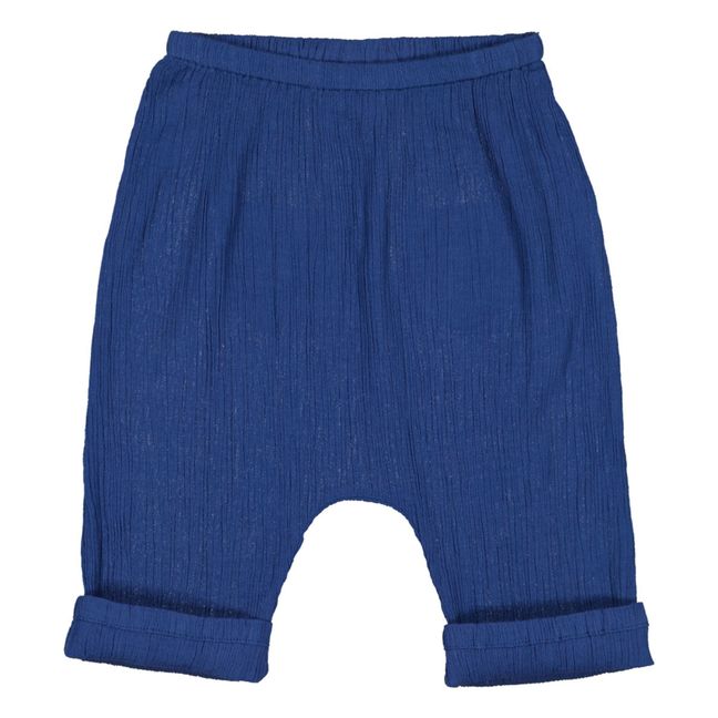 Pantaloni sarouel crépon Jungle | Blu marino