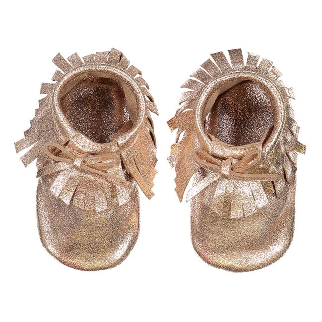 Pantofoline in pelle, modello: Apache | Dorato