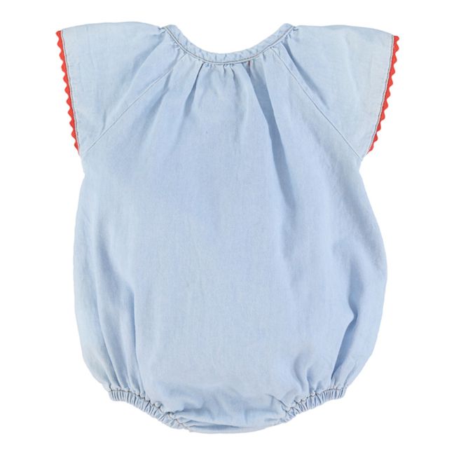Butterfly Sleeve Chambray Romper  | Azul Cielo