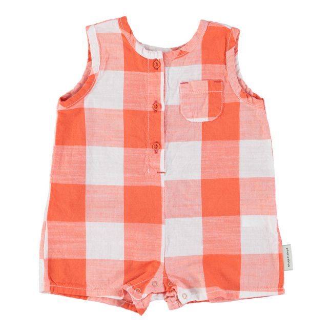 Gingham Organic Cotton Playsuit | Naranja